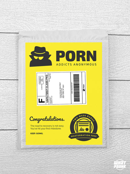 Prank Idea #5 - Our new Porn Addicts Anonymous Two Week Free Masturbation Badge Mailer
