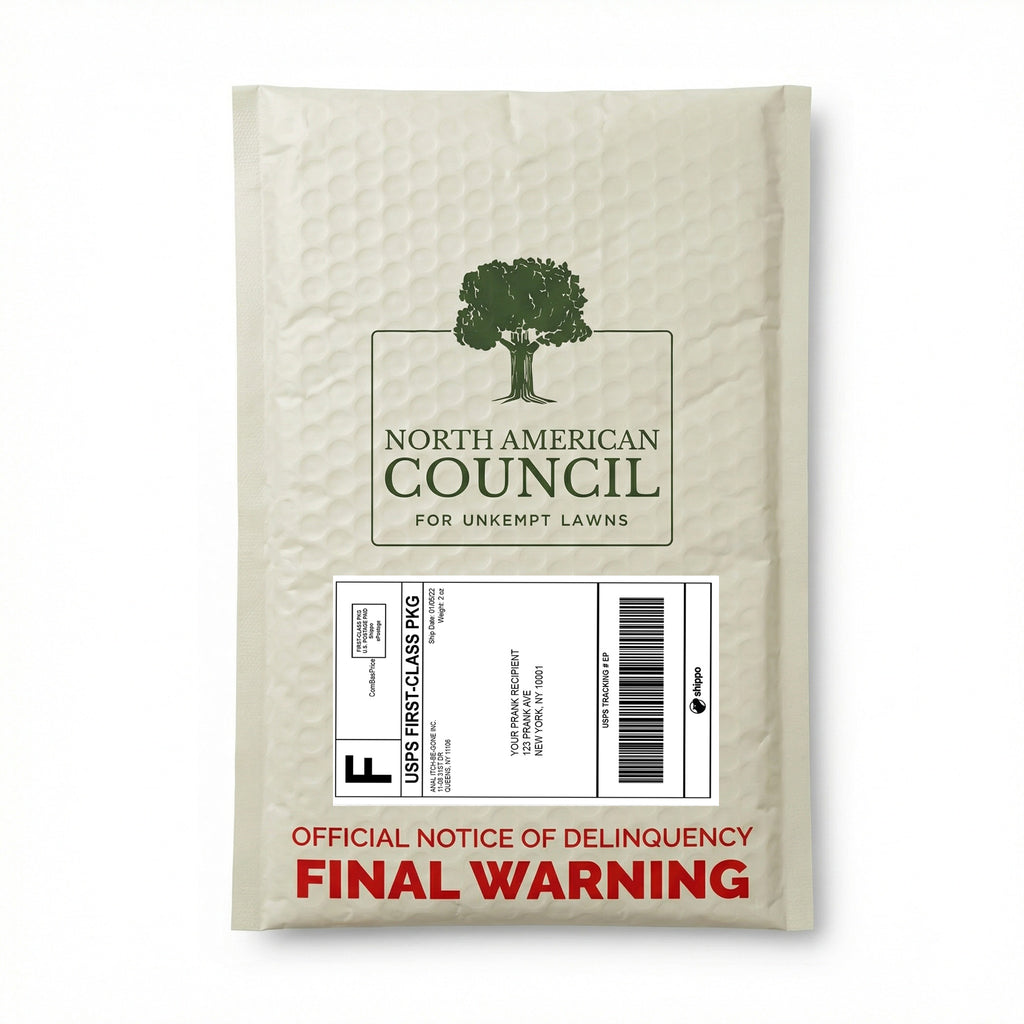 Council for Unkempt Lawns Warning Mail Prank