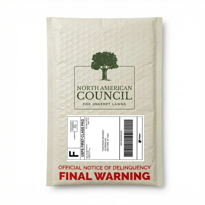 Council for Unkempt Lawns Warning Mail Prank